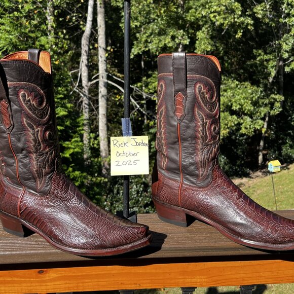Lucchese 1883 Sienna Brown Ostrich Leg Cowboy Boots in Men's Size 10.5D - Picture 3 of 11